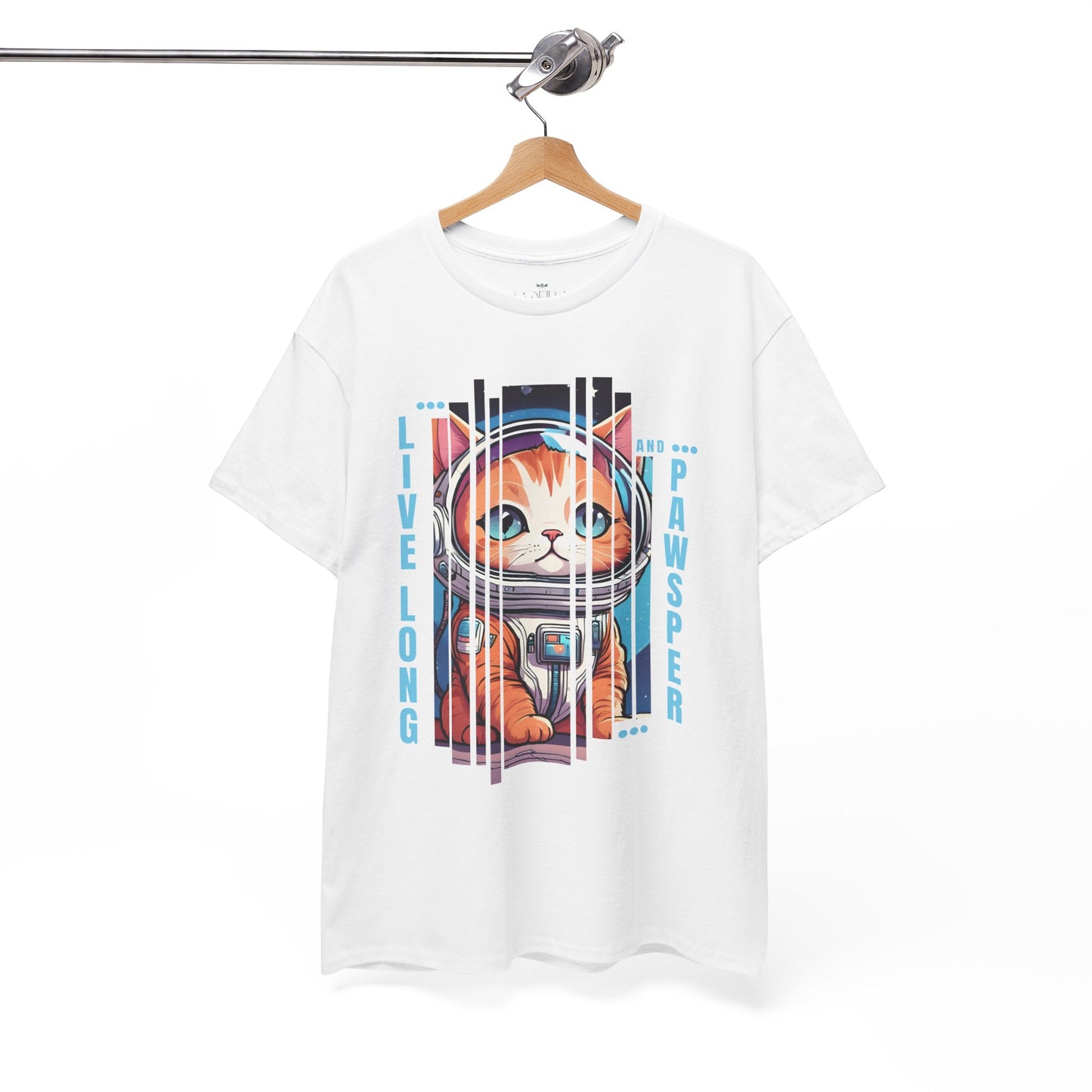 "Live Long & Pawsper" Catstronaut T-Shirt - White