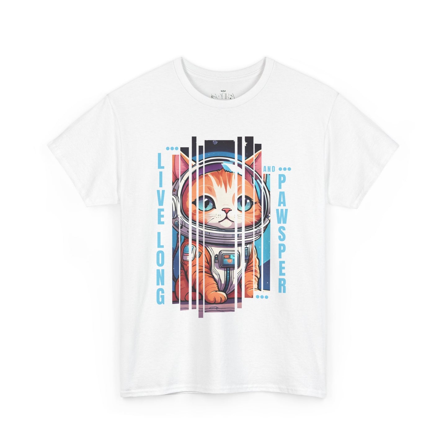 "Live Long & Pawsper" Catstronaut T-Shirt - White