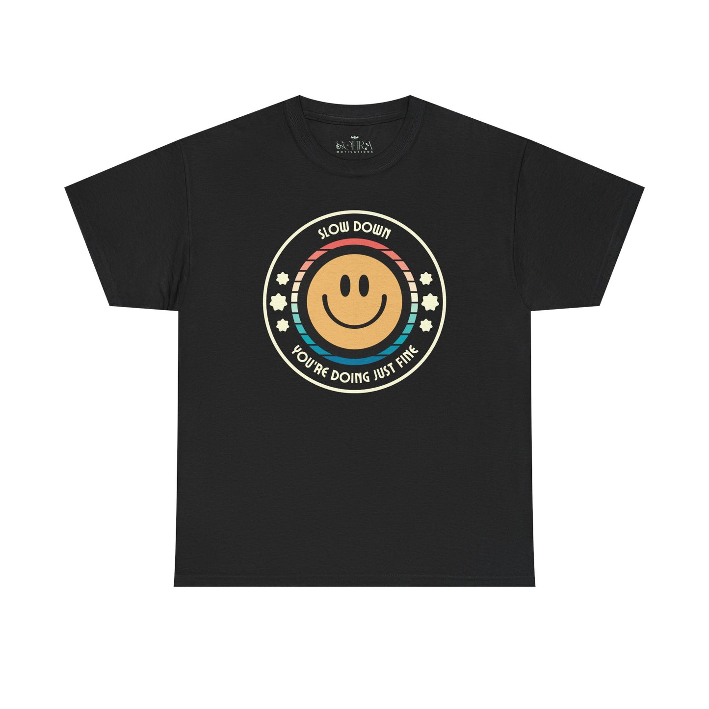 "Slow Down & Smile" Motivational T-Shirt - Black