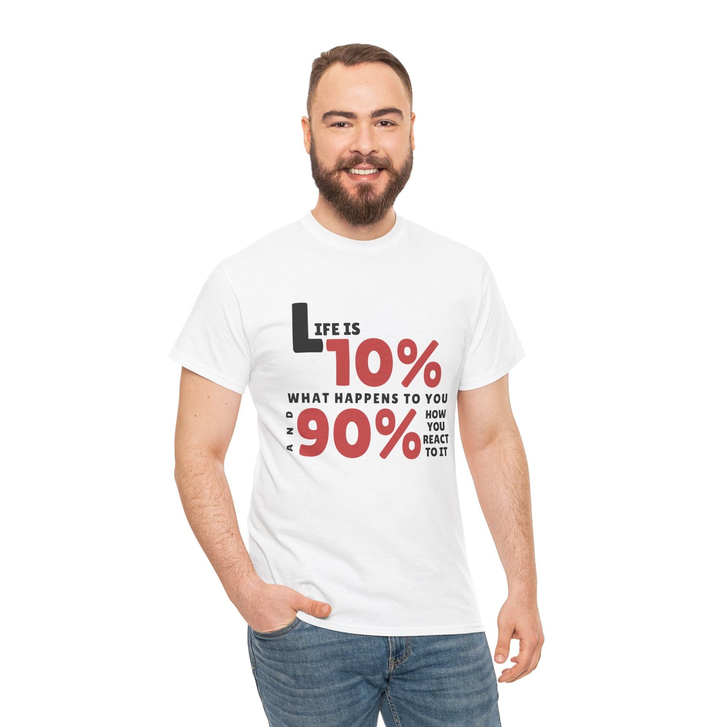 "90% Mindset" Motivational T-Shirt - White