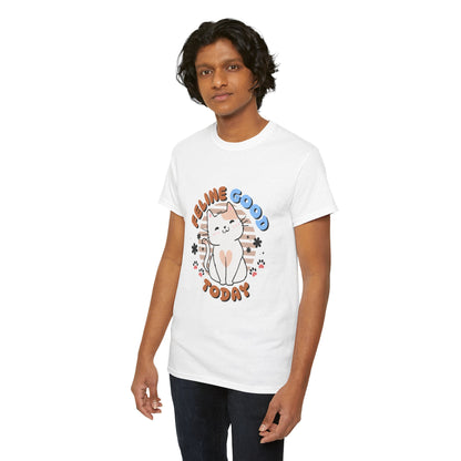 "Feline Good" Cat T-Shirt - White