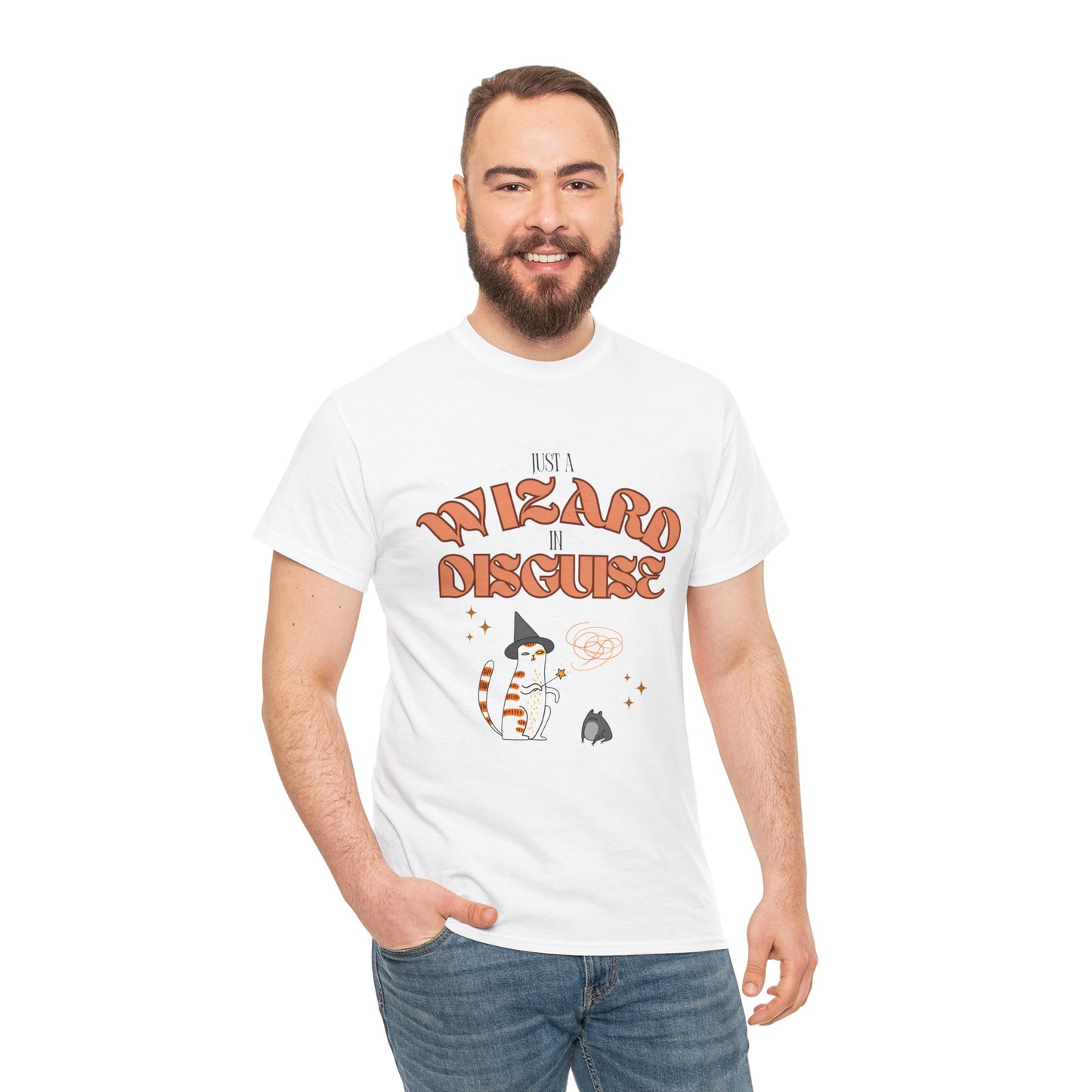 "Wizard in Disguise" Cat T-Shirt - White