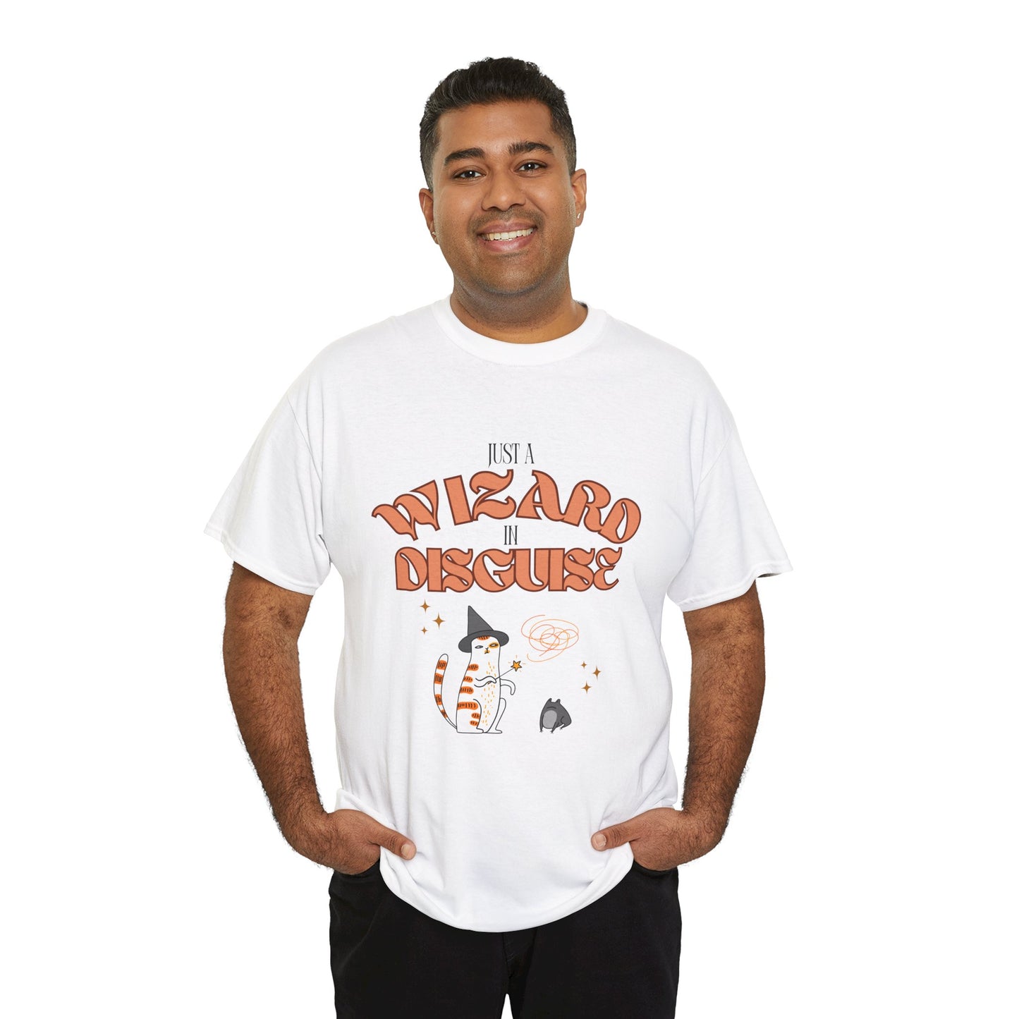 "Wizard in Disguise" Cat T-Shirt - White