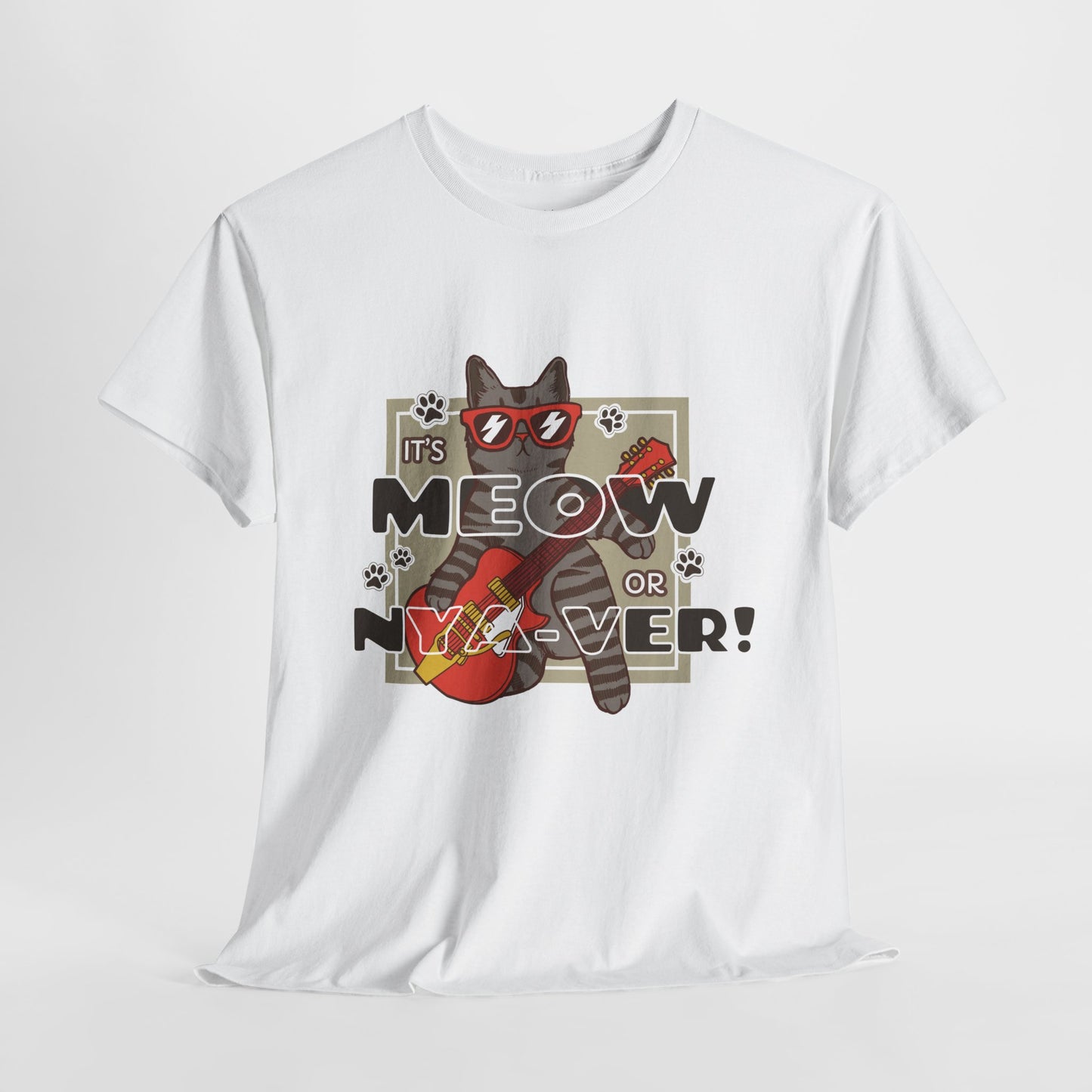 "Meow or Never" Cat T-Shirt - White