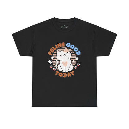 "Feline Good" Cat T-Shirt - Black