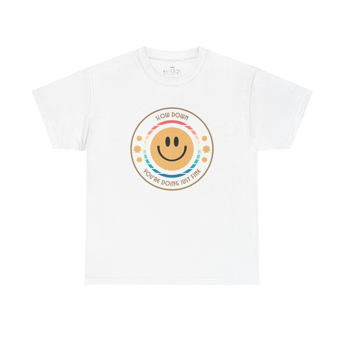 "Slow Down & Smile" Motivational T-Shirt - White