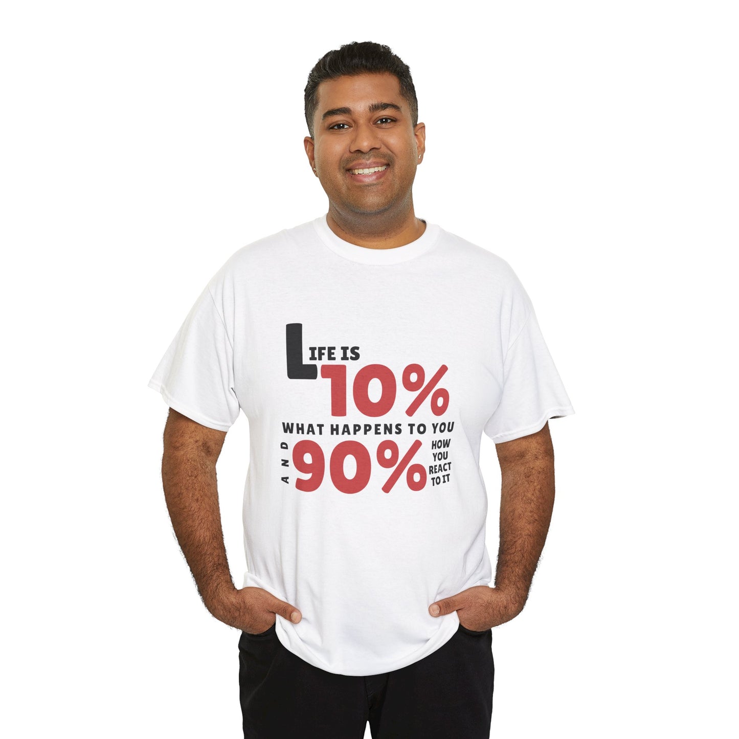 "90% Mindset" Motivational T-Shirt - White