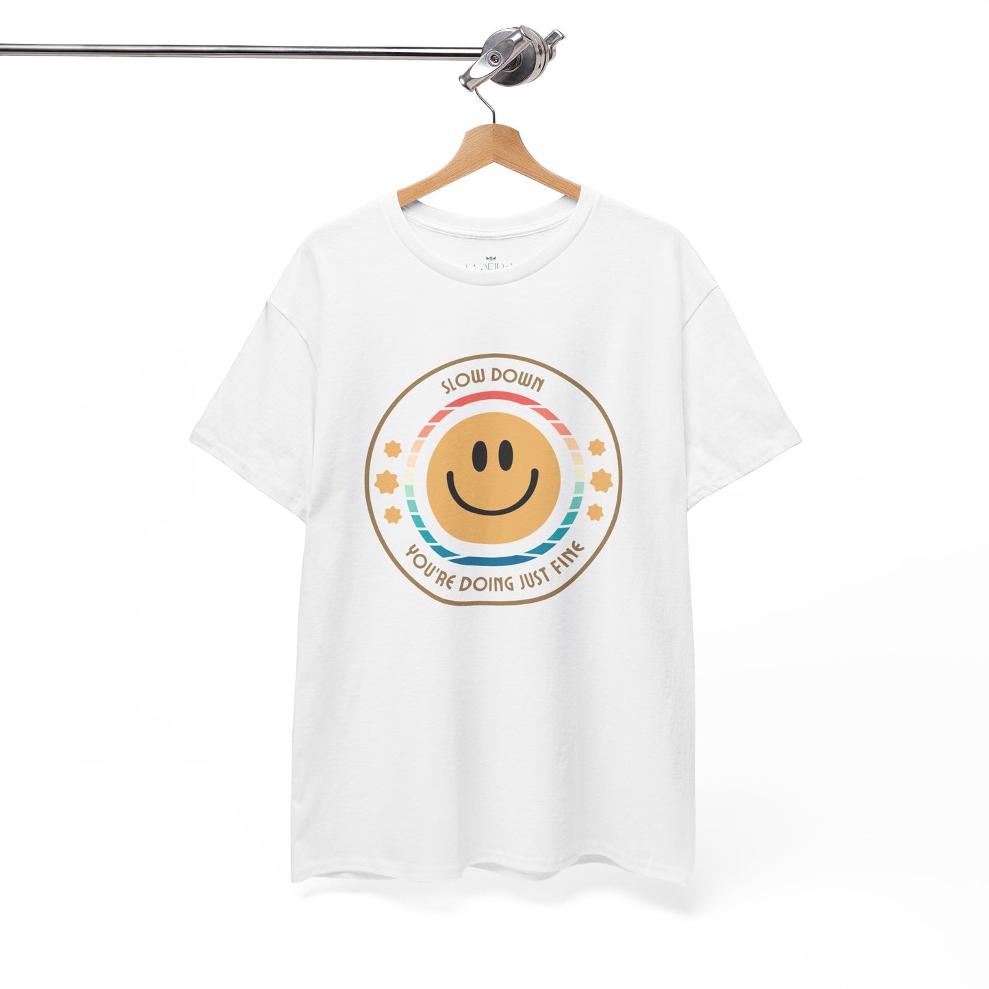 "Slow Down & Smile" Motivational T-Shirt - White