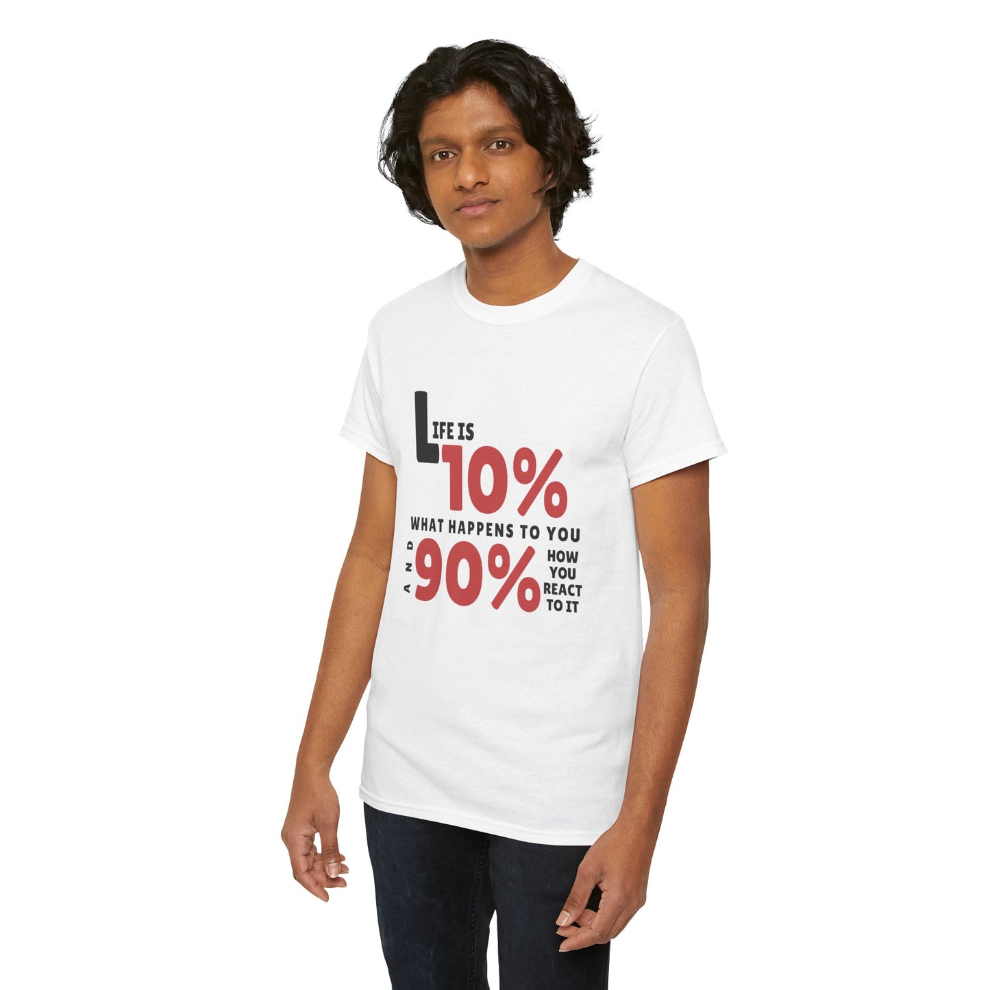 "90% Mindset" Motivational T-Shirt - White