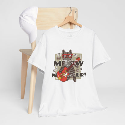 "Meow or Never" Cat T-Shirt - White