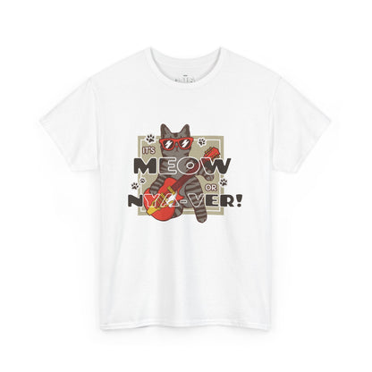 "Meow or Never" Cat T-Shirt - White