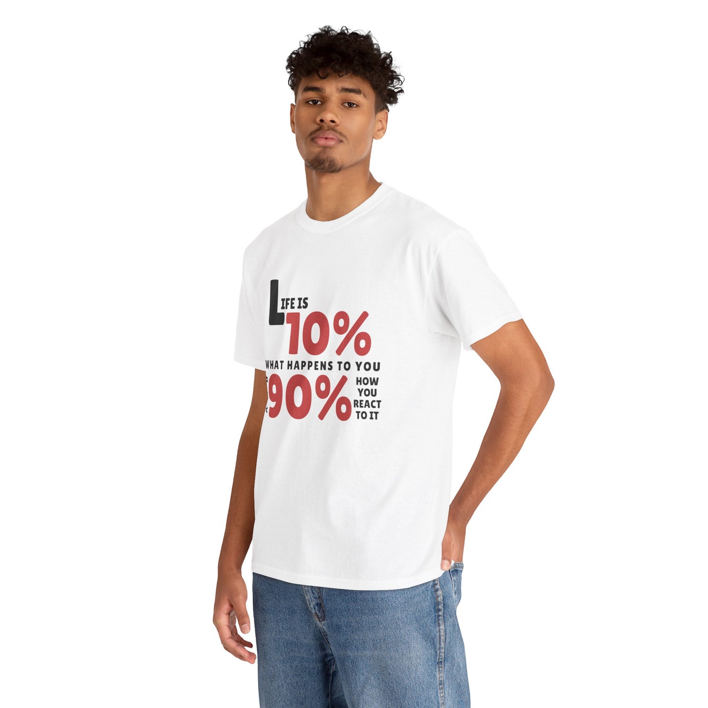 "90% Mindset" Motivational T-Shirt - White