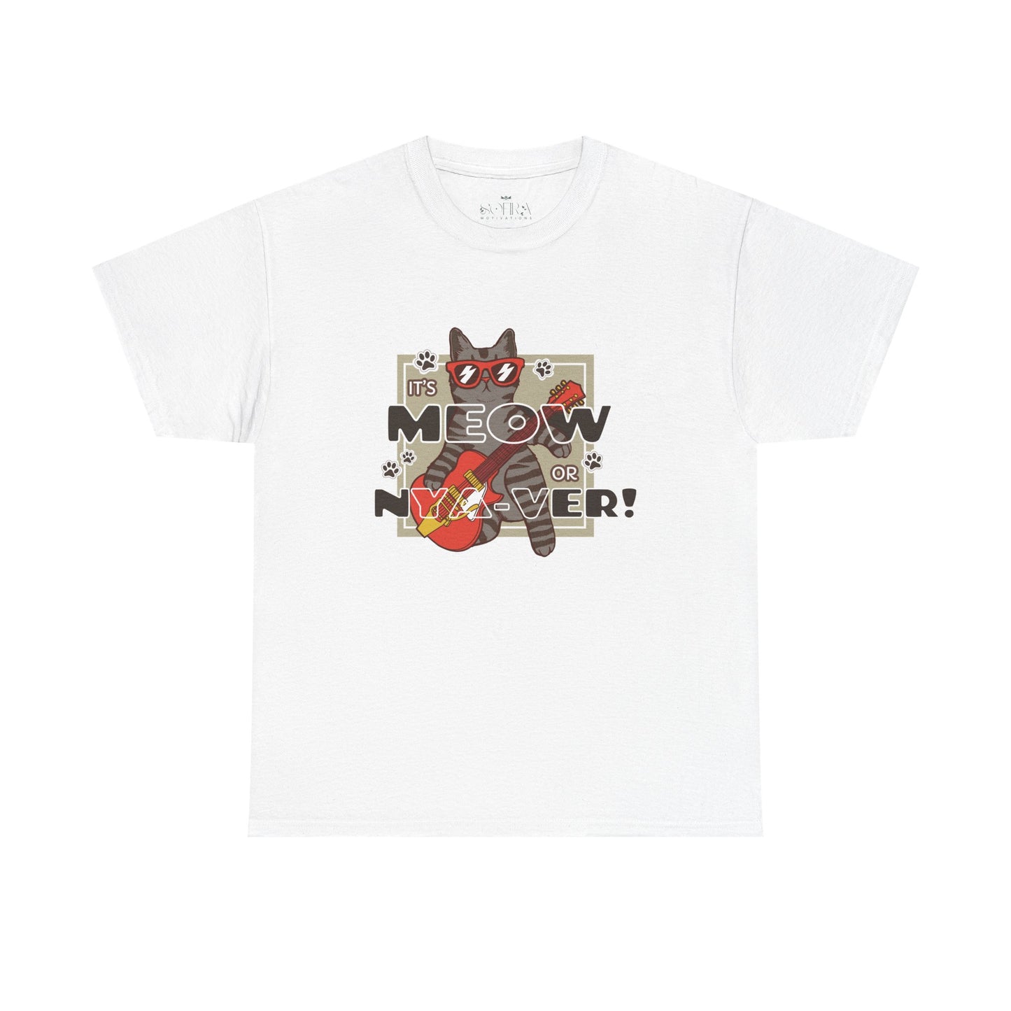 "Meow or Never" Cat T-Shirt - White