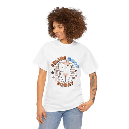 "Feline Good" Cat T-Shirt - White