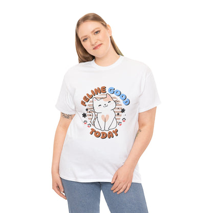 "Feline Good" Cat T-Shirt - White