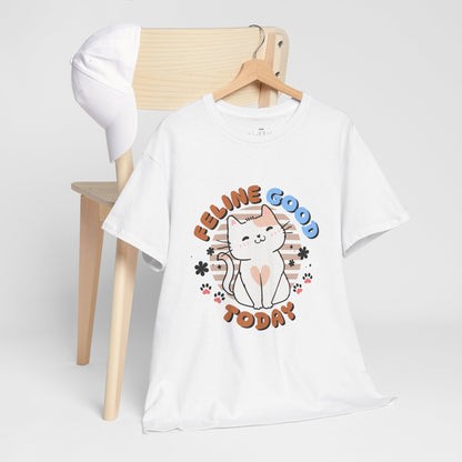 "Feline Good" Cat T-Shirt - White