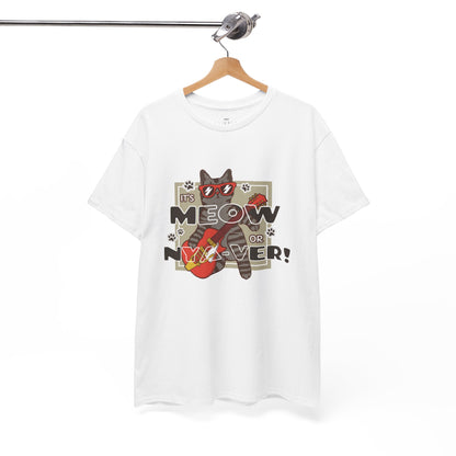 "Meow or Never" Cat T-Shirt - White