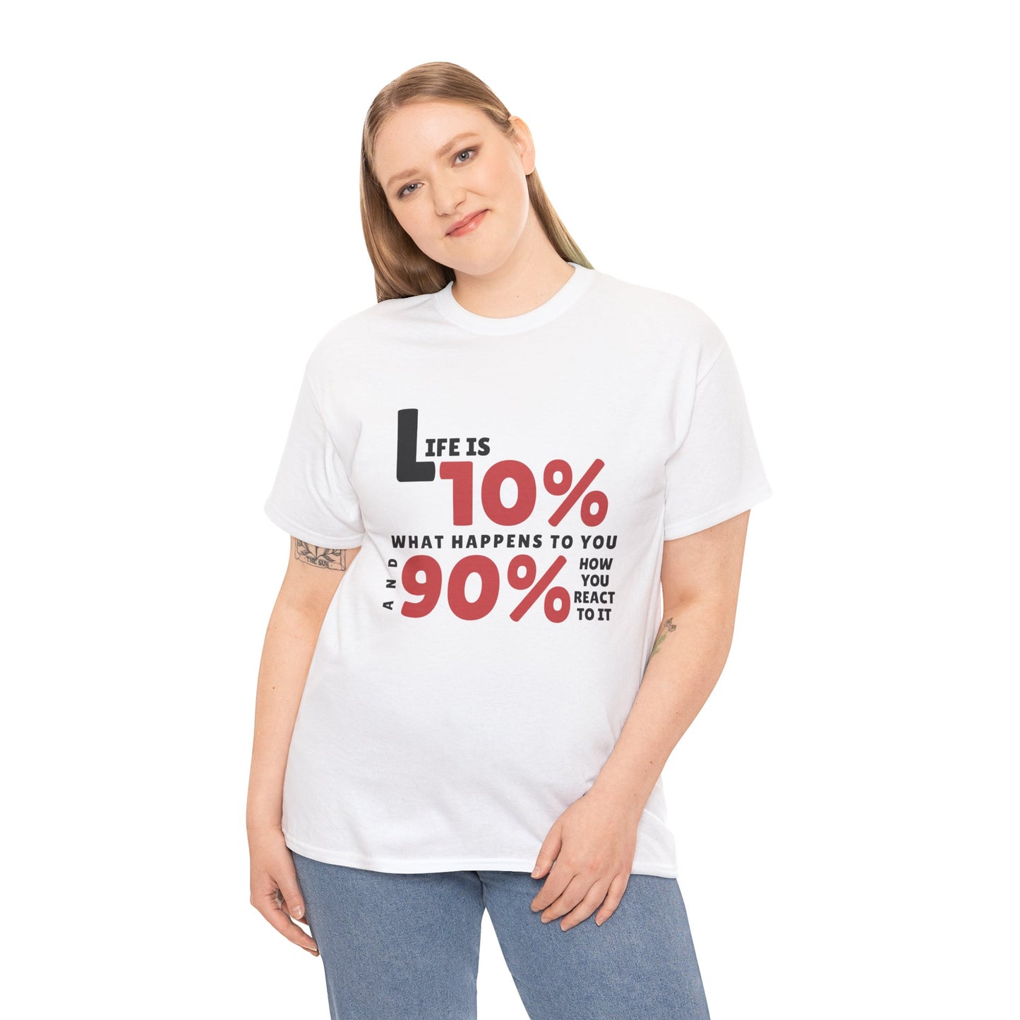 "90% Mindset" Motivational T-Shirt - White