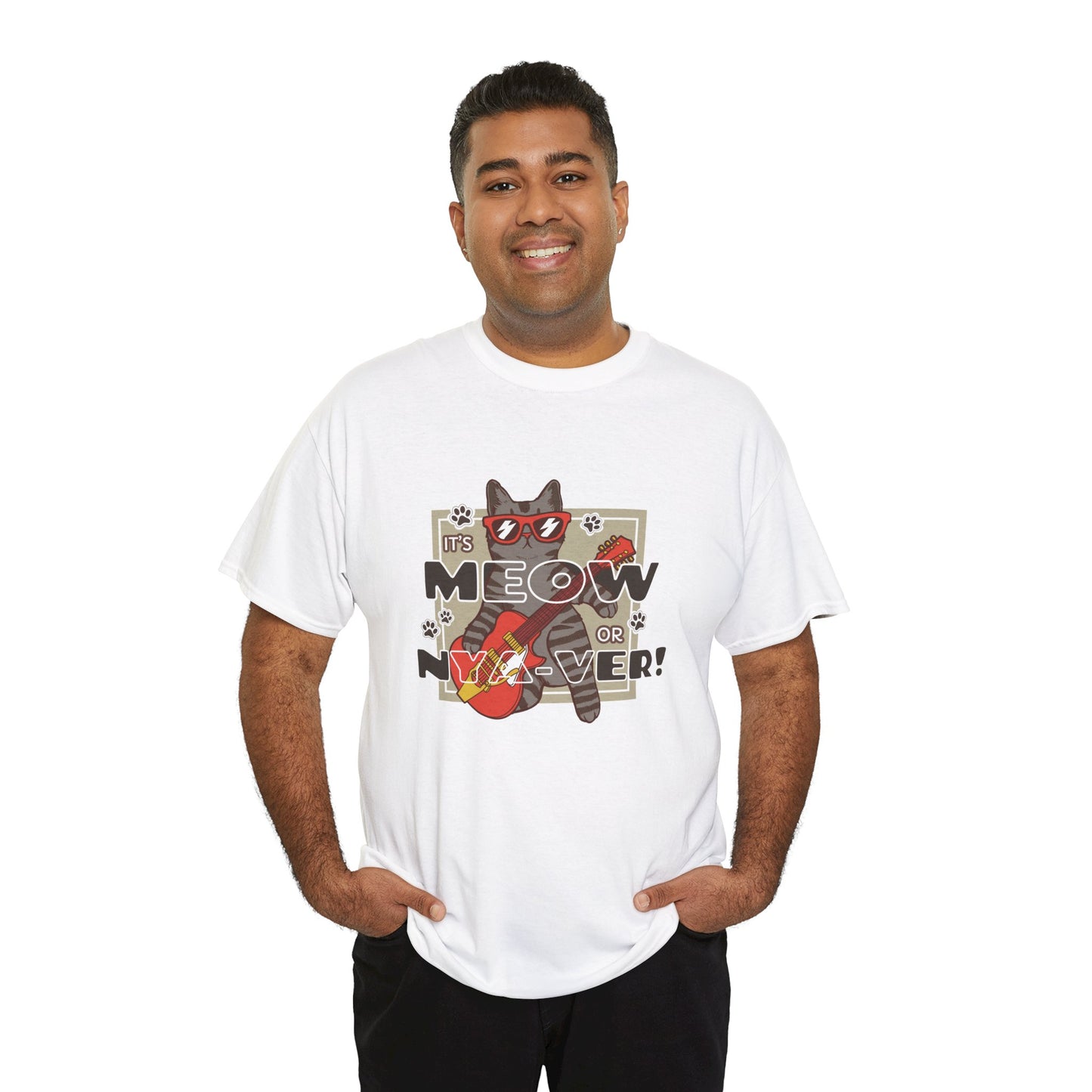 "Meow or Never" Cat T-Shirt - White