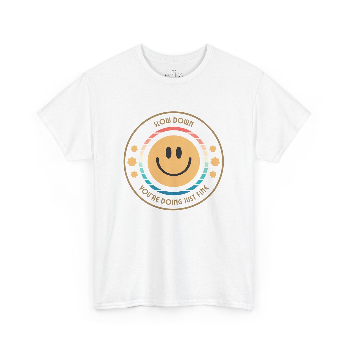 "Slow Down & Smile" Motivational T-Shirt - White