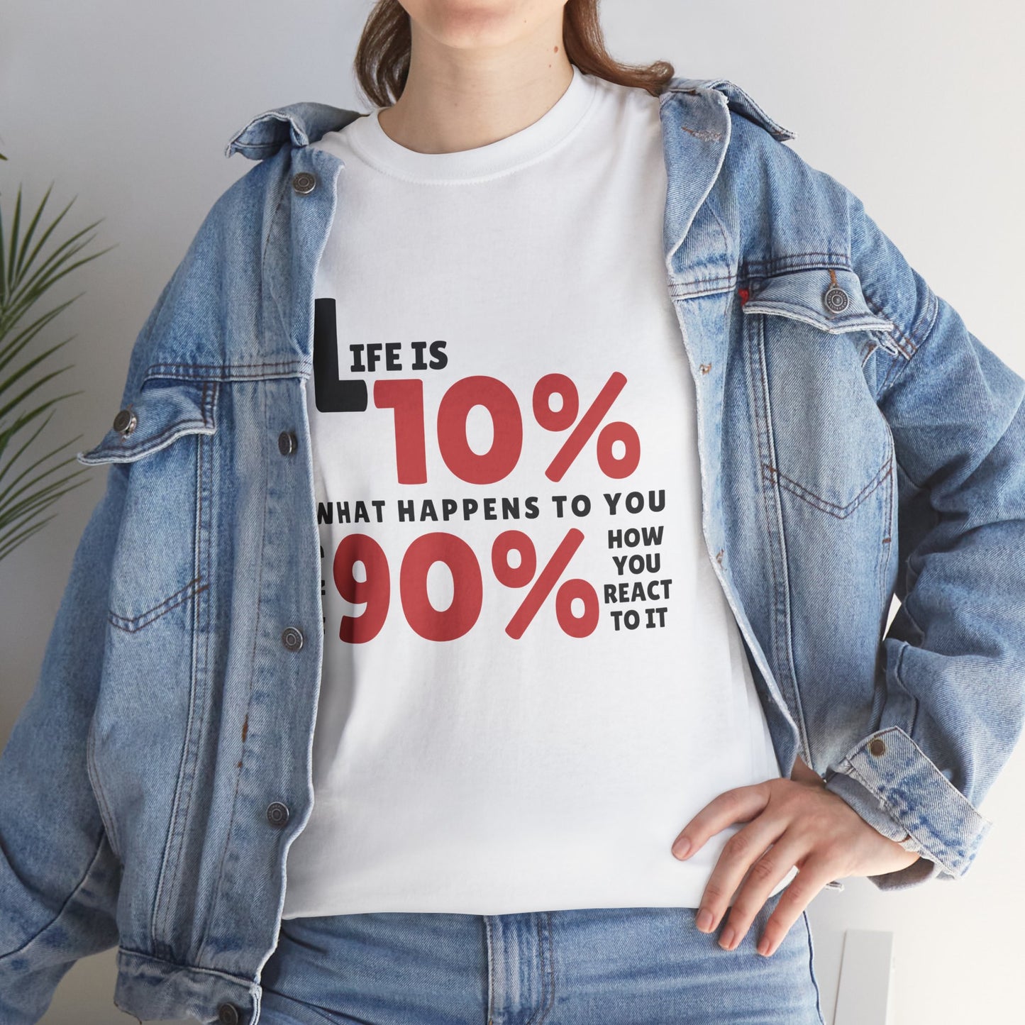 "90% Mindset" Motivational T-Shirt - White