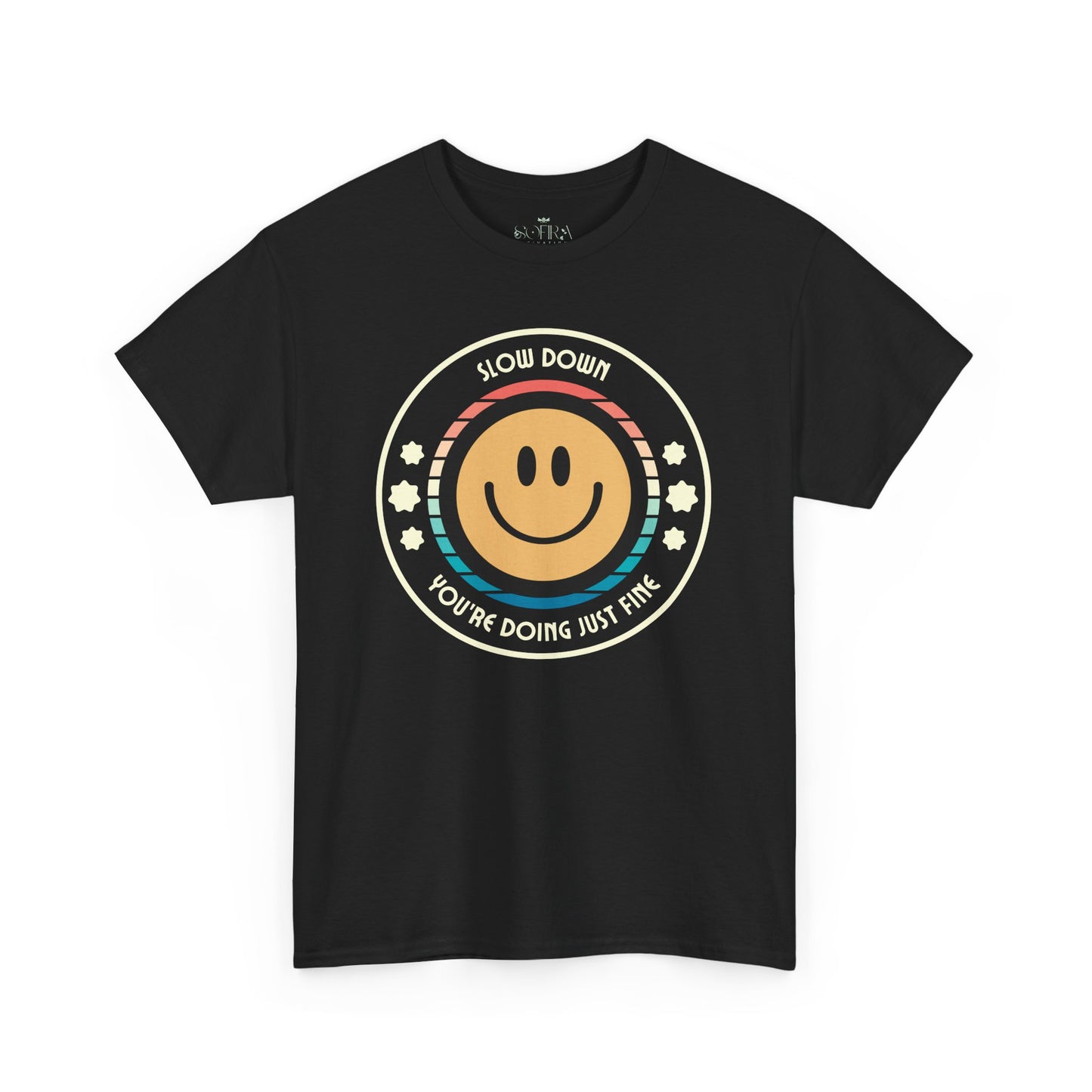 "Slow Down & Smile" Motivational T-Shirt - Black