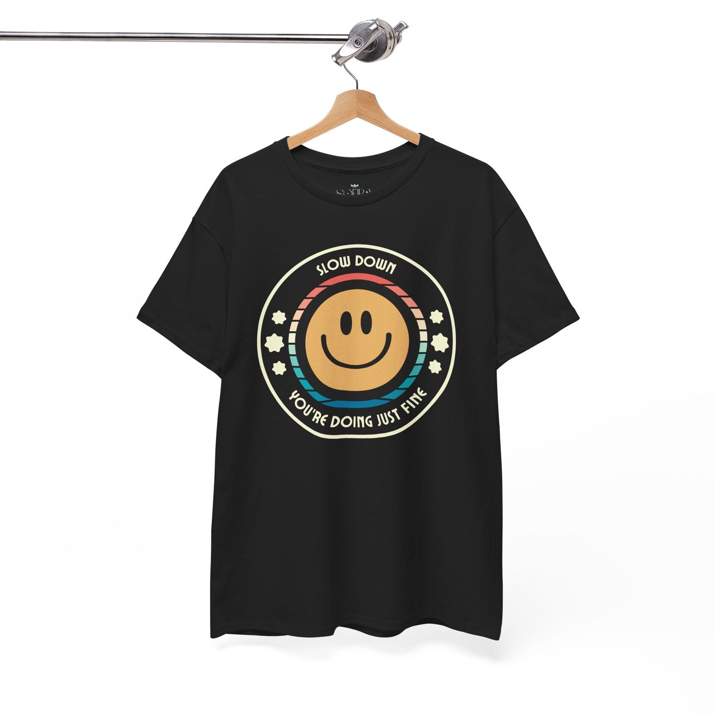 "Slow Down & Smile" Motivational T-Shirt - Black