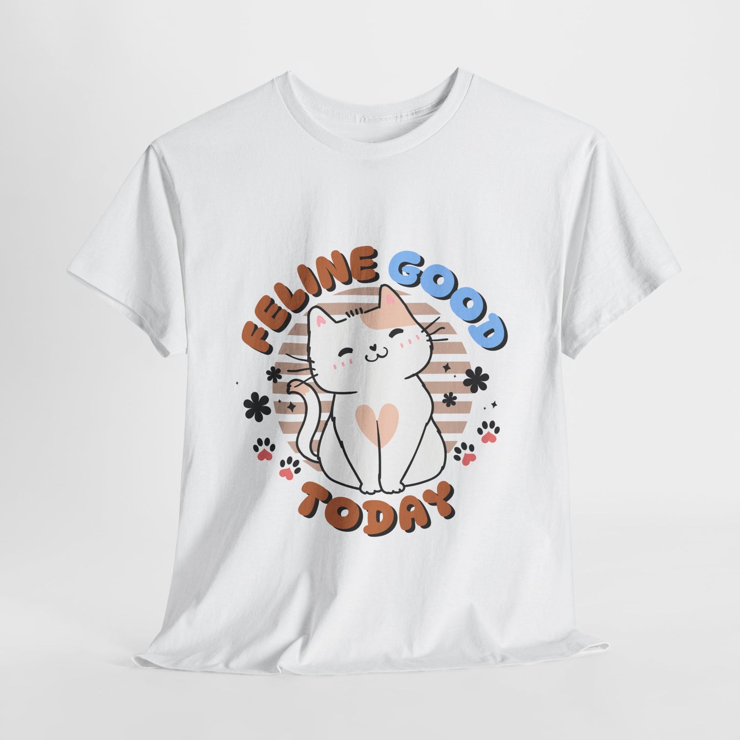 "Feline Good" Cat T-Shirt - White