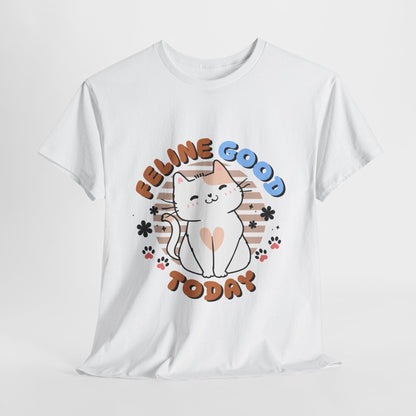 "Feline Good" Cat T-Shirt - White