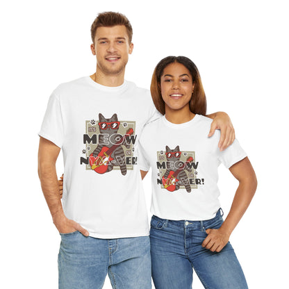 "Meow or Never" Cat T-Shirt - White