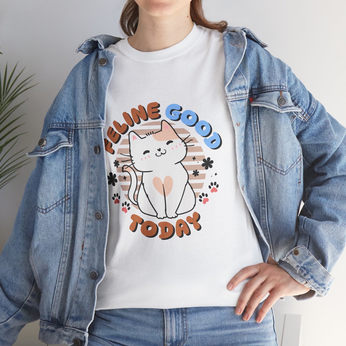 "Feline Good" Cat T-Shirt - White