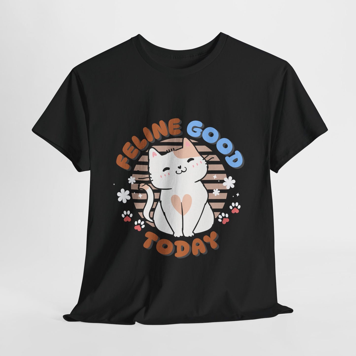 "Feline Good" Cat T-Shirt - Black