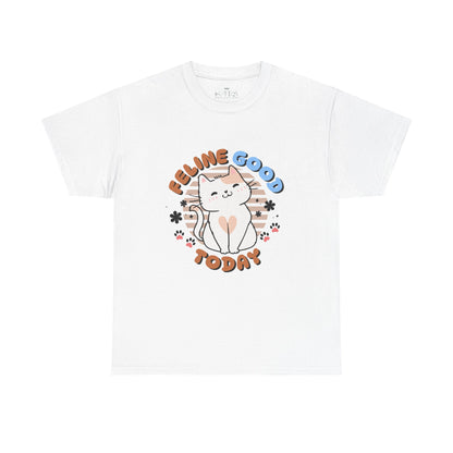 "Feline Good" Cat T-Shirt - White