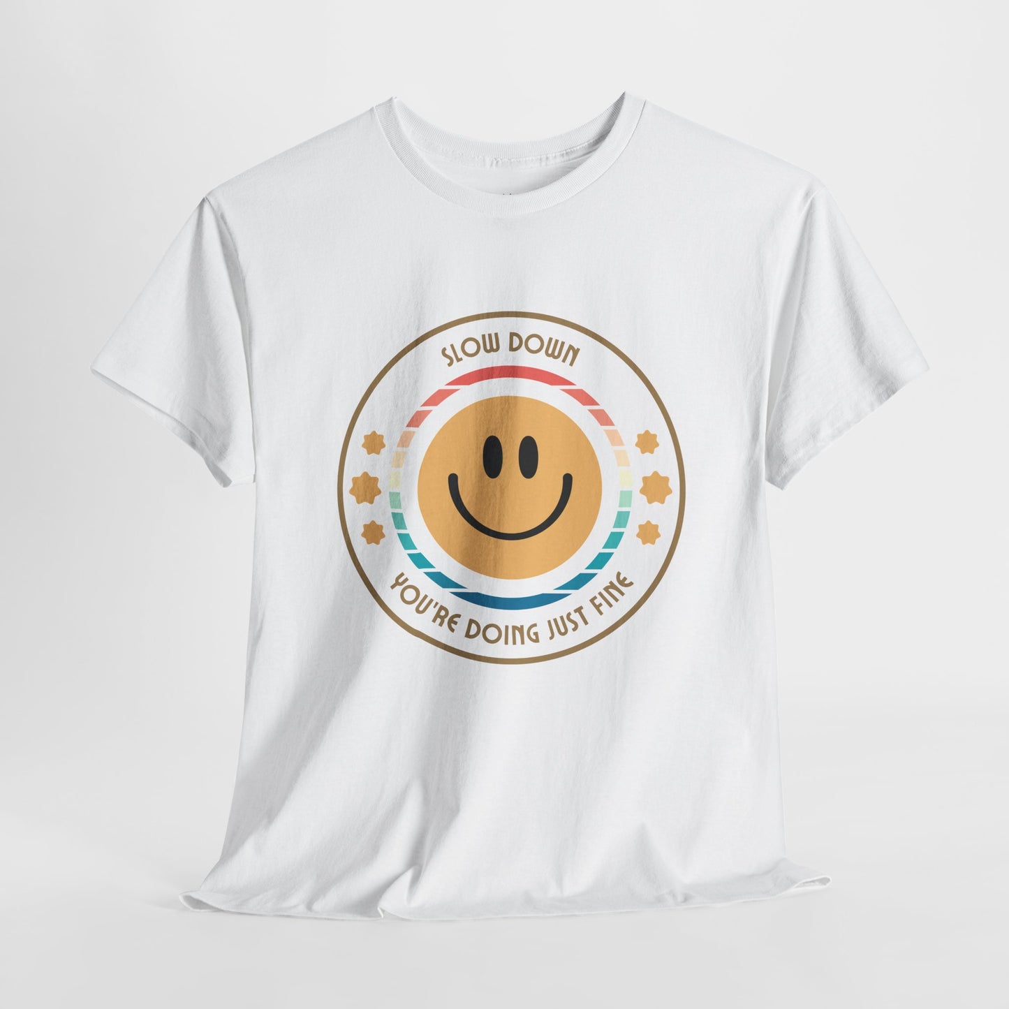 "Slow Down & Smile" Motivational T-Shirt - White