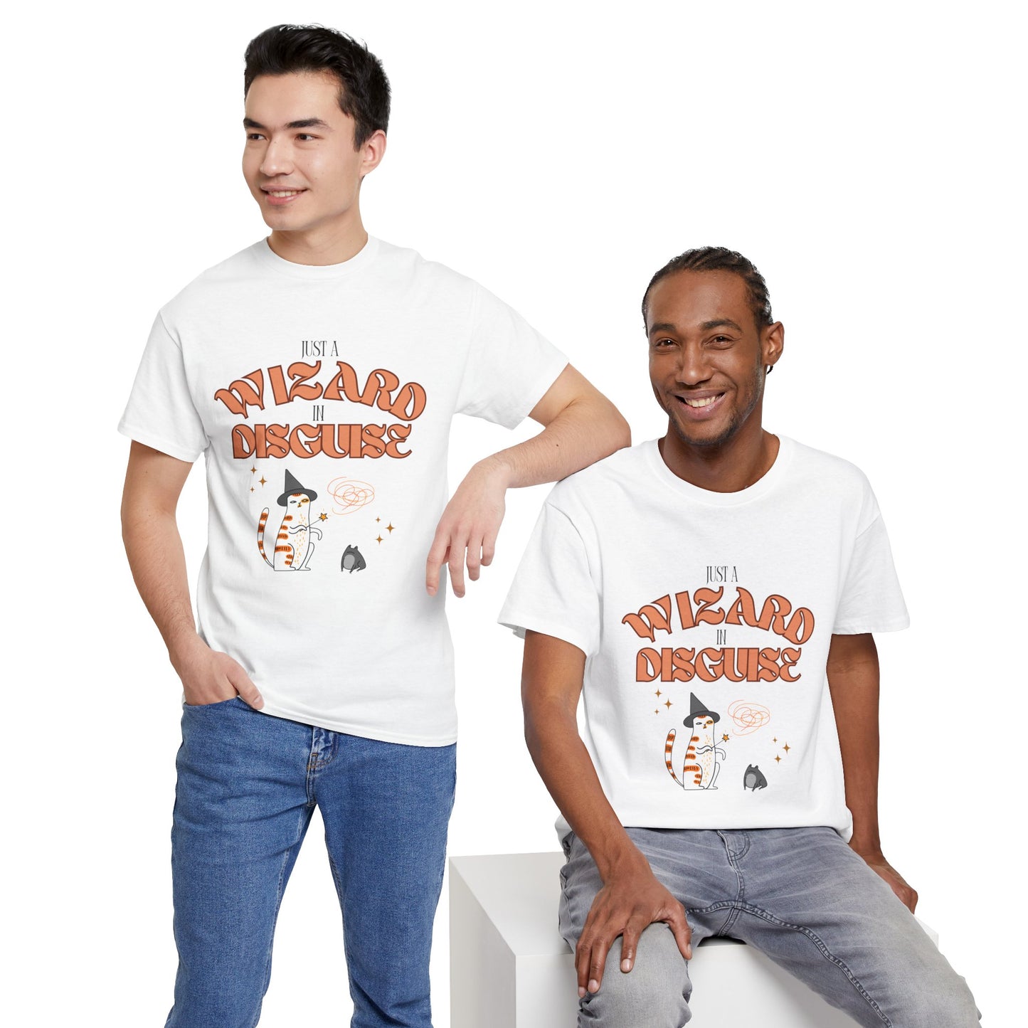 "Wizard in Disguise" Cat T-Shirt - White