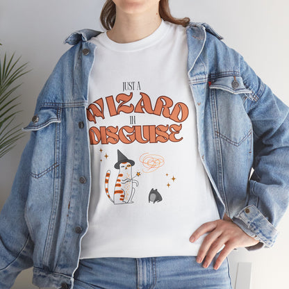 "Wizard in Disguise" Cat T-Shirt - White