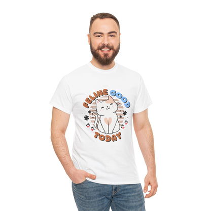 "Feline Good" Cat T-Shirt - White