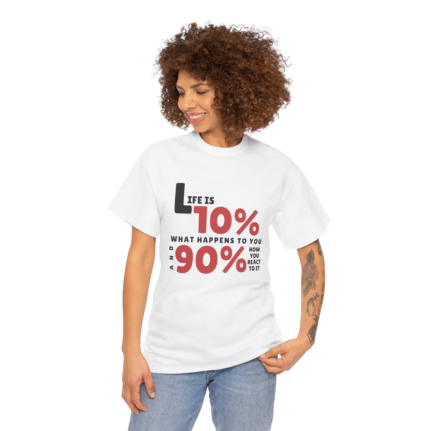 "90% Mindset" Motivational T-Shirt - White