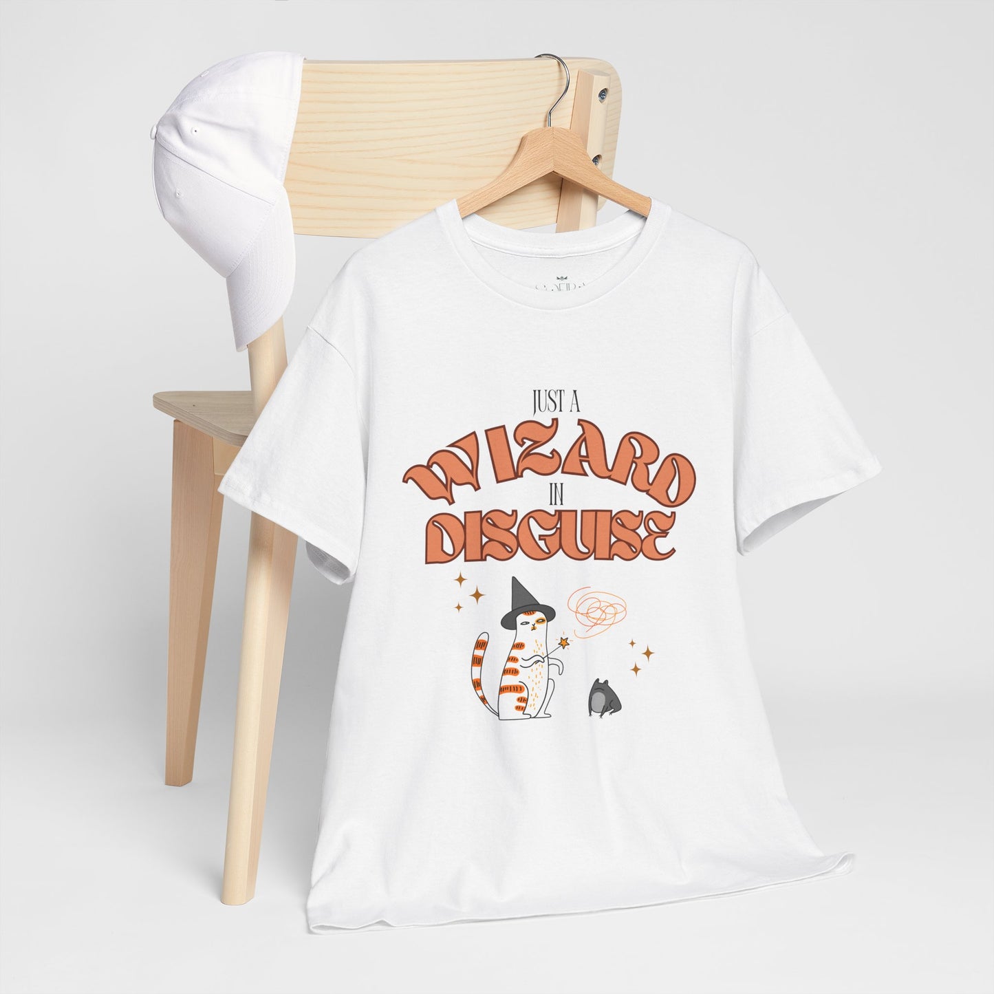 "Wizard in Disguise" Cat T-Shirt - White