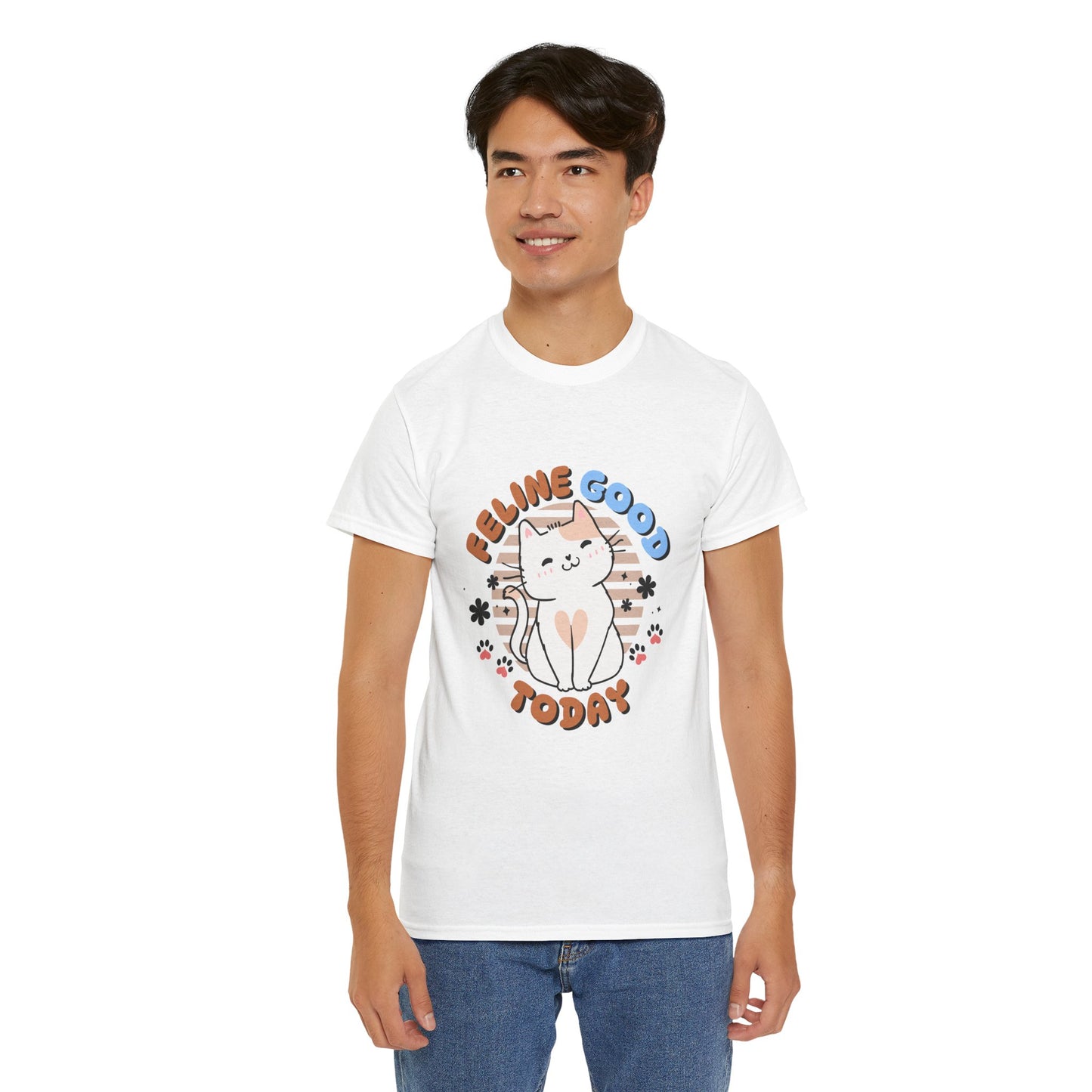 "Feline Good" Cat T-Shirt - White