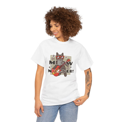 "Meow or Never" Cat T-Shirt - White