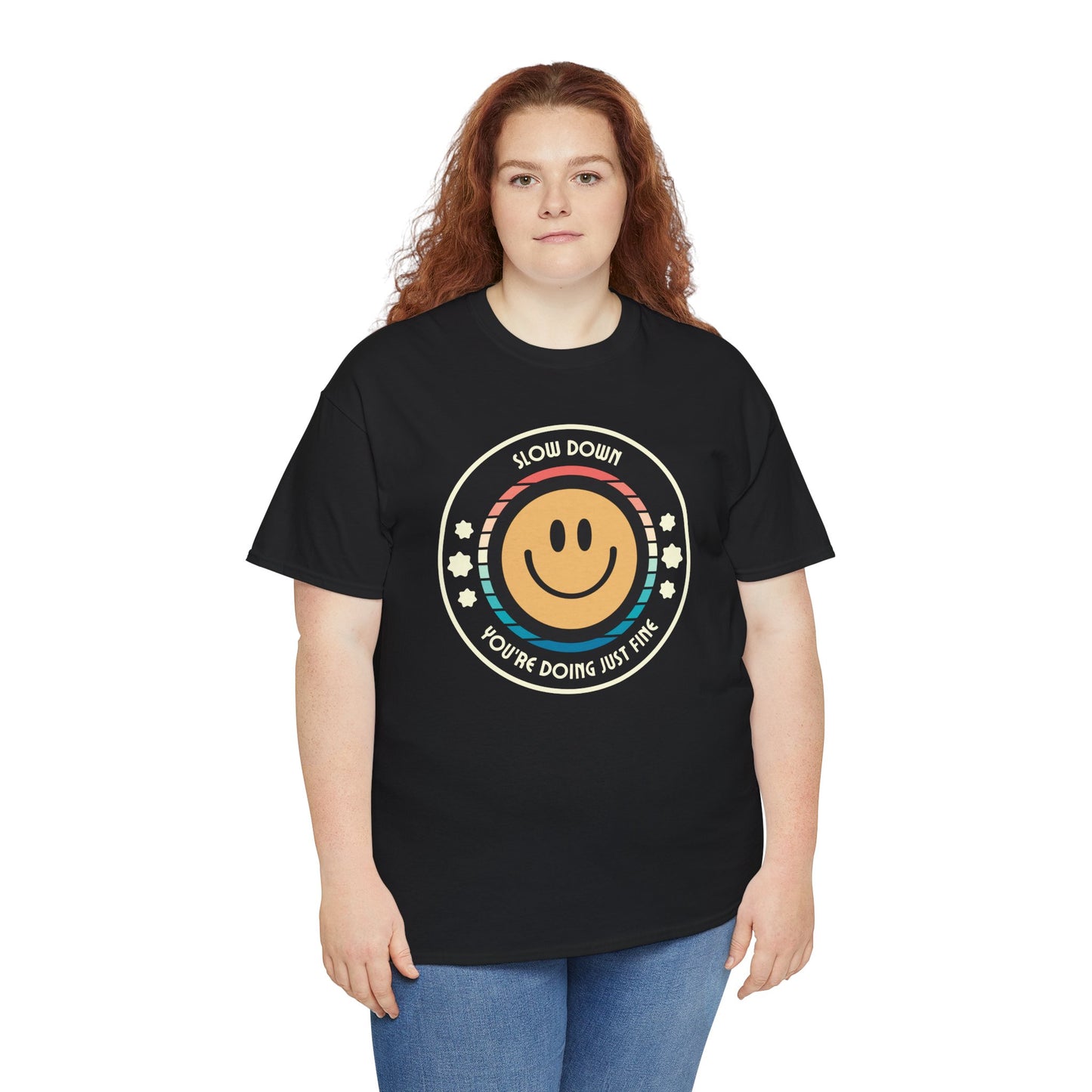 "Slow Down & Smile" Motivational T-Shirt - Black