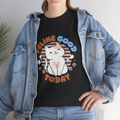 "Feline Good" Cat T-Shirt - Black