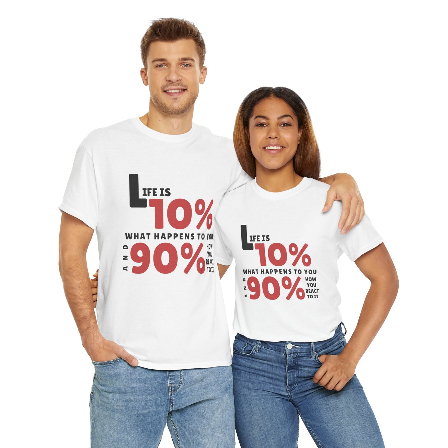 "90% Mindset" Motivational T-Shirt - White